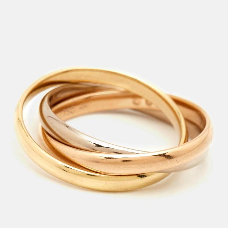 Pre Owned Cartier Trinity 18k Three Tone Gold Small Model Ring Size 53
