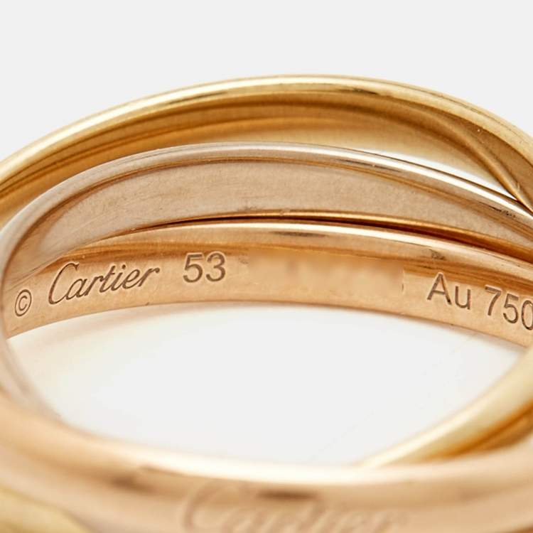 Pre Owned Cartier Trinity 18k Three Tone Gold Small Model Ring Size 53