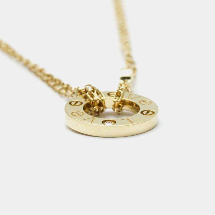 Pre Owned Cartier 18K Yellow Gold and Diamond Love Pendant Necklace