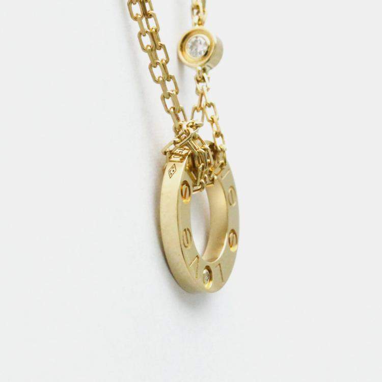 Pre Owned Cartier 18K Yellow Gold and Diamond Love Pendant Necklace