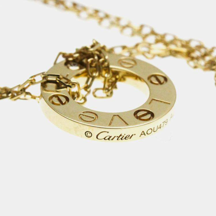 Pre Owned Cartier 18K Yellow Gold and Diamond Love Pendant Necklace