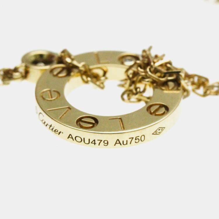 Pre Owned Cartier 18K Yellow Gold and Diamond Love Pendant Necklace