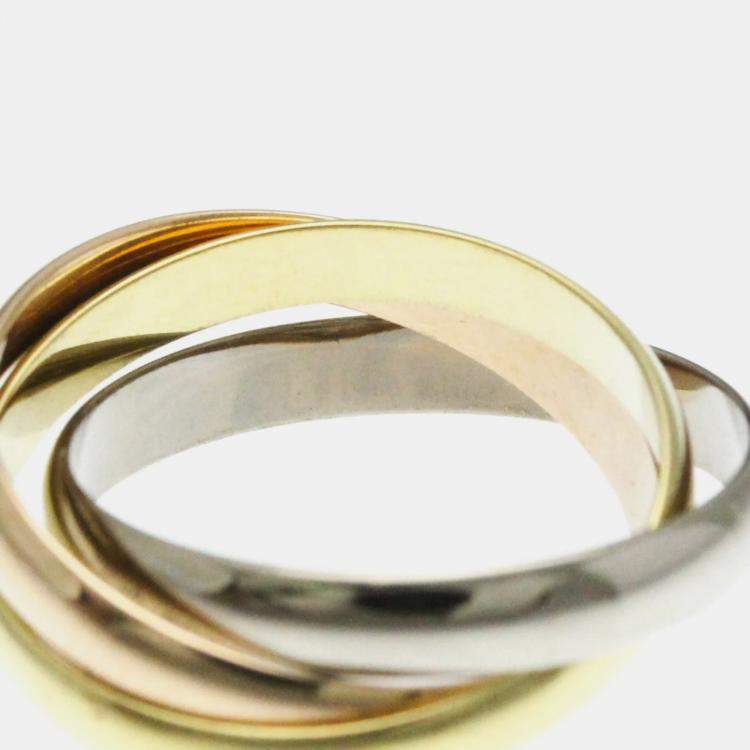 Pre Owned Cartier 18K Yellow, Rose, White Gold Trinity Band Ring EU 49