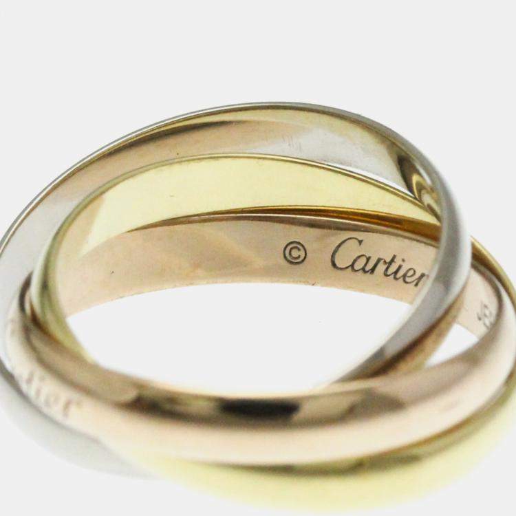 Pre Owned Cartier 18K Yellow, Rose, White Gold Trinity Band Ring EU 49