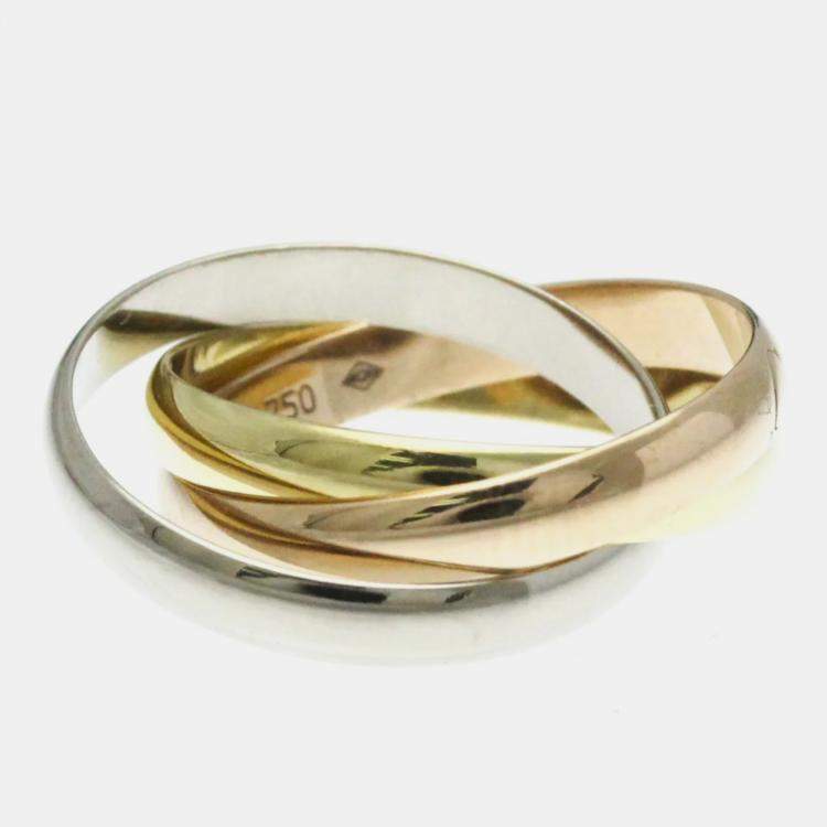 Pre Owned Cartier 18K Yellow, Rose, White Gold Trinity Band Ring EU 49