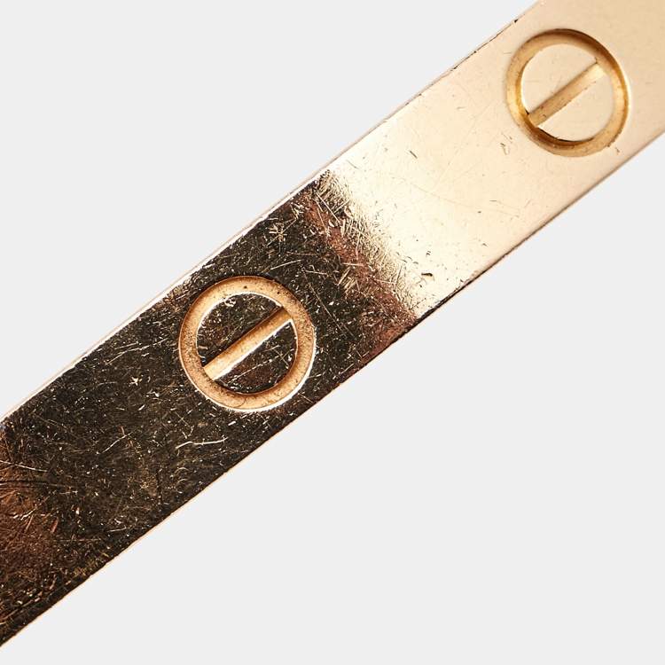 Pre Owned Cartier Love Pink Sapphire 18k Rose Gold Open Cuff Bracelet 17