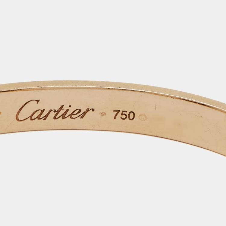 Pre Owned Cartier Love Pink Sapphire 18k Rose Gold Open Cuff Bracelet 17