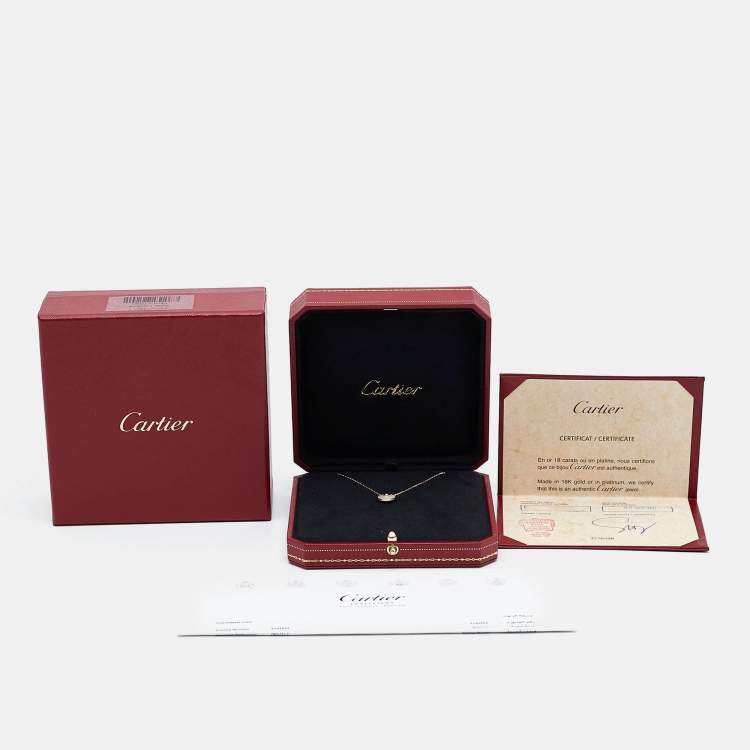 Pre Owned Cartier Amulette De Cartier Mother of Pearl Diamond 18k Yellow Gold XS Model Necklace