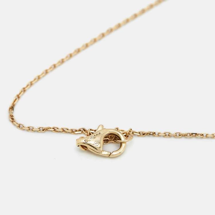 Pre Owned Cartier Amulette De Cartier Mother of Pearl Diamond 18k Yellow Gold XS Model Necklace