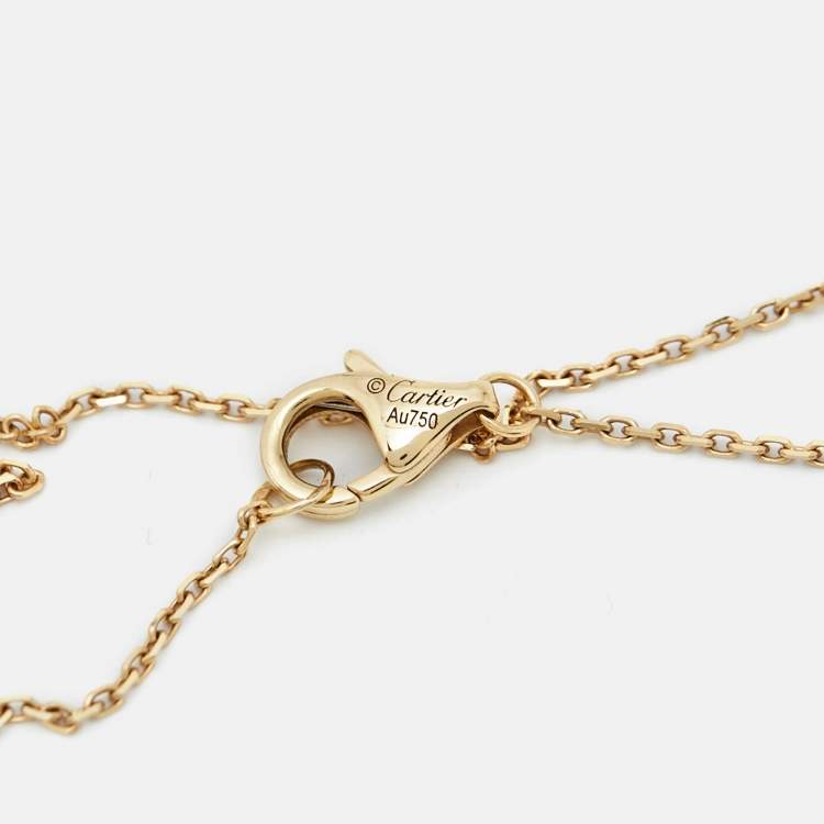 Pre Owned Cartier Amulette De Cartier Mother of Pearl Diamond 18k Yellow Gold XS Model Necklace