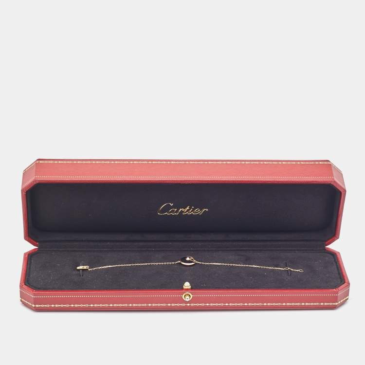 Pre Owned Cartier Amulette De Cartier Onyx Diamond 18k Rose Gold XS Model Bracelet