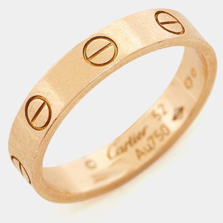 Pre Owned Cartier Love 18k Rose Gold Wedding Band Ring Size 52