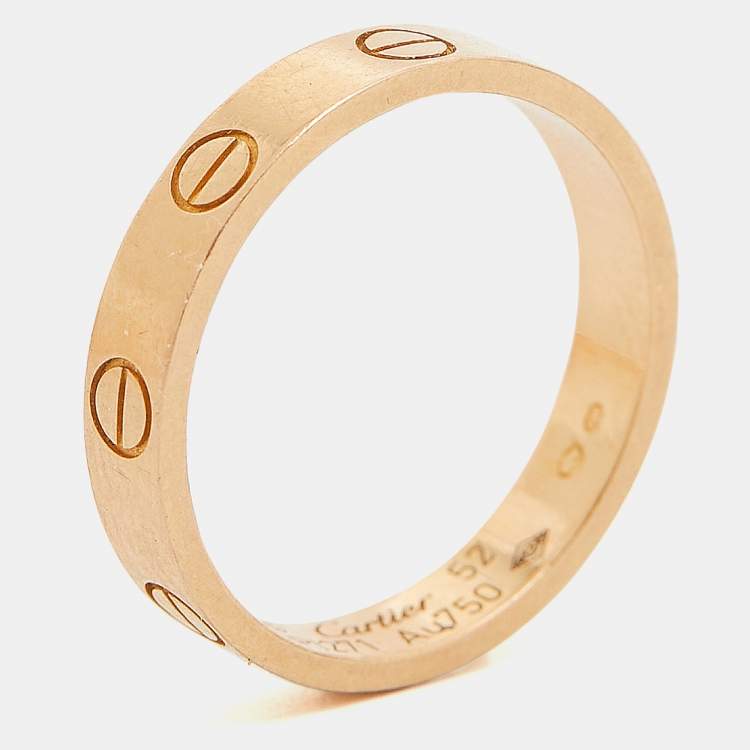 Pre Owned Cartier Love 18k Rose Gold Wedding Band Ring Size 52