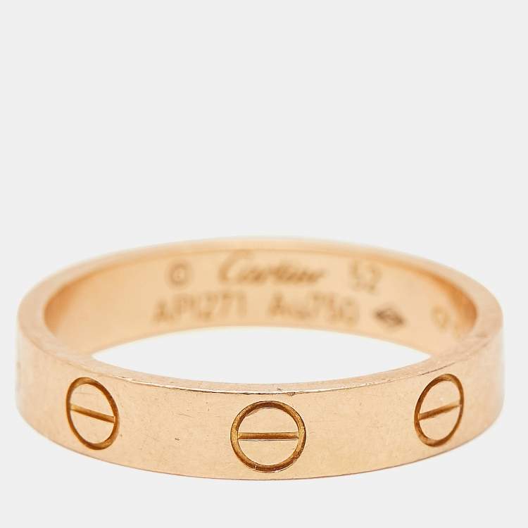 Pre Owned Cartier Love 18k Rose Gold Wedding Band Ring Size 52