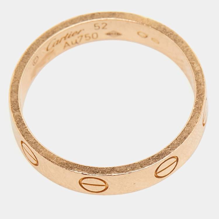 Pre Owned Cartier Love 18k Rose Gold Wedding Band Ring Size 52
