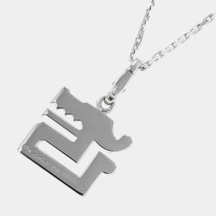 Pre Owned Cartier 18K White Gold Le Beze du Dragon Pendant