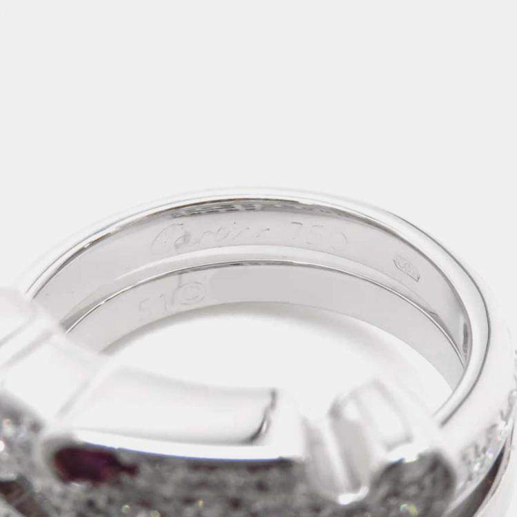 Pre Owned Cartier 18K White Gold Le Beze du Dragon Ring EU 51