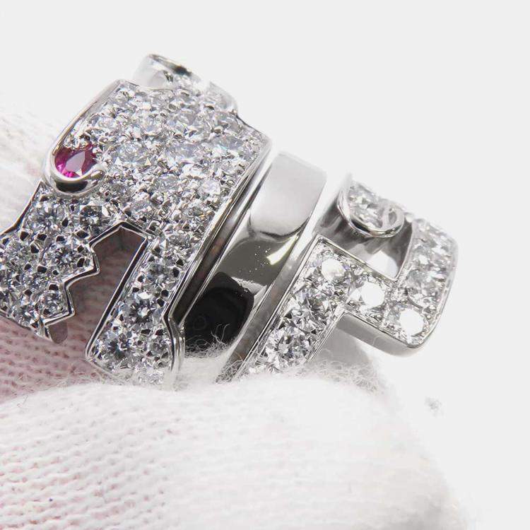Pre Owned Cartier 18K White Gold Le Beze du Dragon Ring EU 51