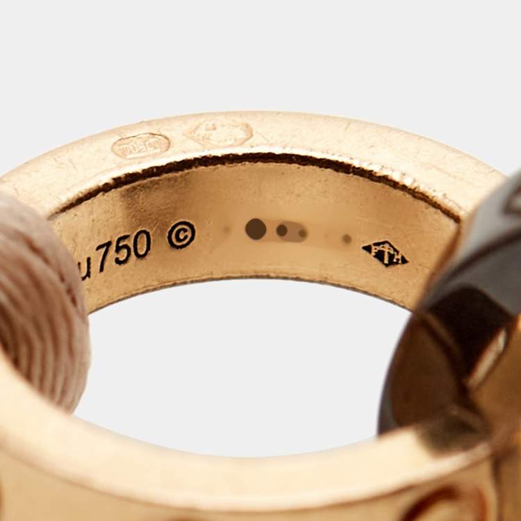 Pre Owned Cartier Love Brown Ceramic Diamonds 18k Rose Gold Adjustable Cord Bracelet