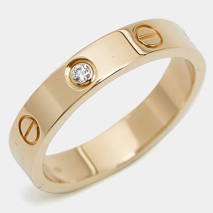 Pre Owned Cartier Love 1 Diamond 18k Rose Gold Wedding Band Ring Size 54