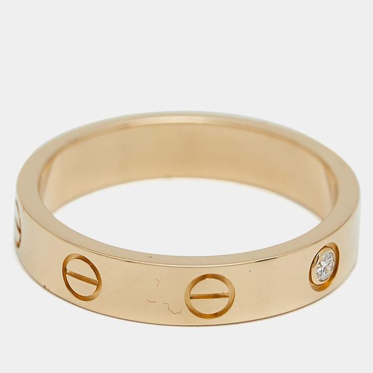 Pre Owned Cartier Love 1 Diamond 18k Rose Gold Wedding Band Ring Size 54