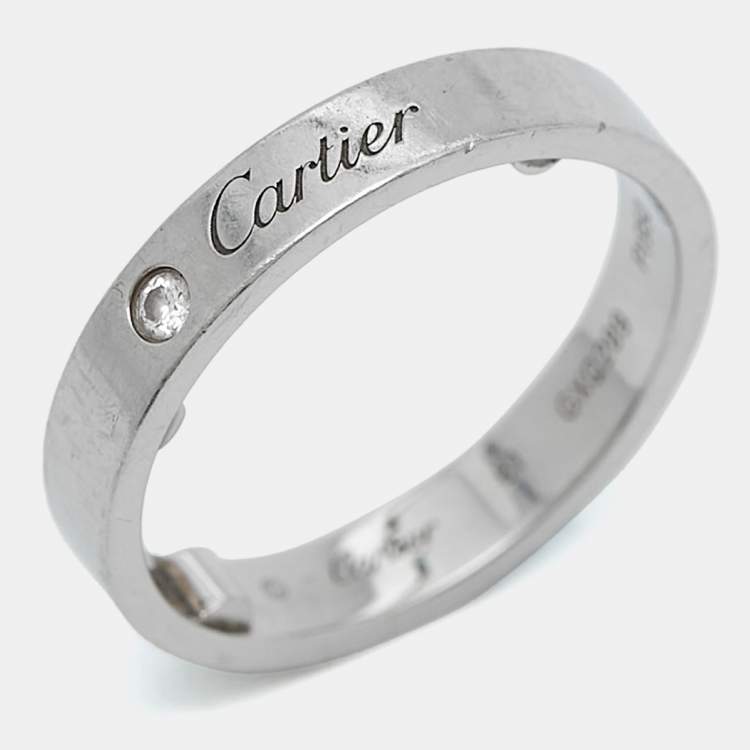 Pre Owned Cartier C De Cartier Diamond Platinum Ring Size 56