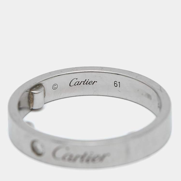 Pre Owned Cartier C De Cartier Diamond Platinum Ring Size 56