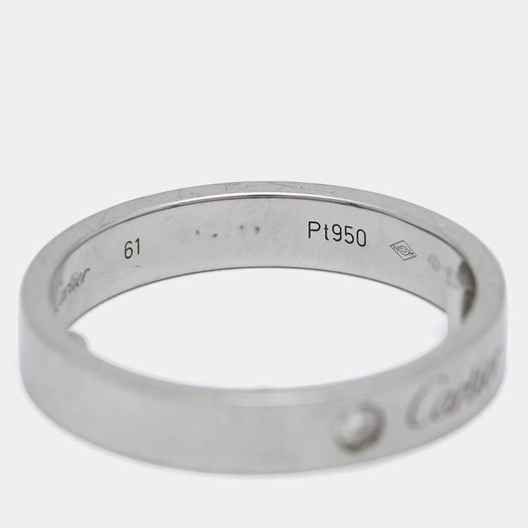 Pre Owned Cartier C De Cartier Diamond Platinum Ring Size 56