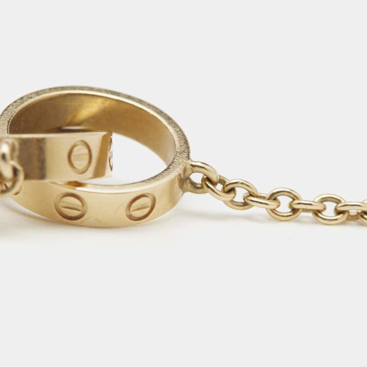 Pre Owned Cartier Love Interlocking 2 Hoops 18K Yellow Gold Bracelet