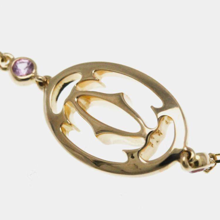 Pre Owned Cartier 18K Rose Gold Bracelet Logo Double C de Cartier Sapphire Bracelet
