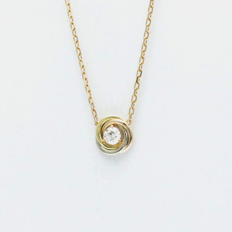 Pre Owned Cartier 18K Yellow, Rose, White Gold Trinity Necklace