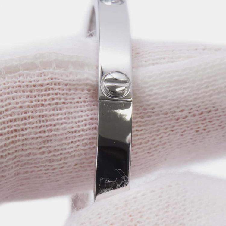 Pre Owned Cartier 18K White Gold and Diamond Love Bangle Bracelet 