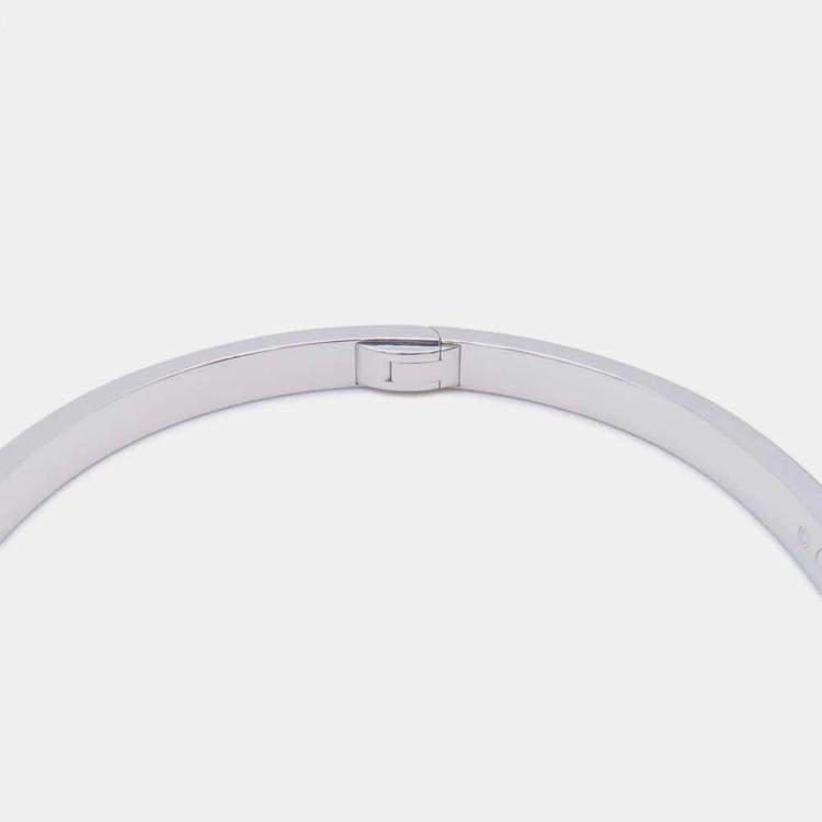 Pre Owned Cartier 18K White Gold and Diamond Love Bangle Bracelet 