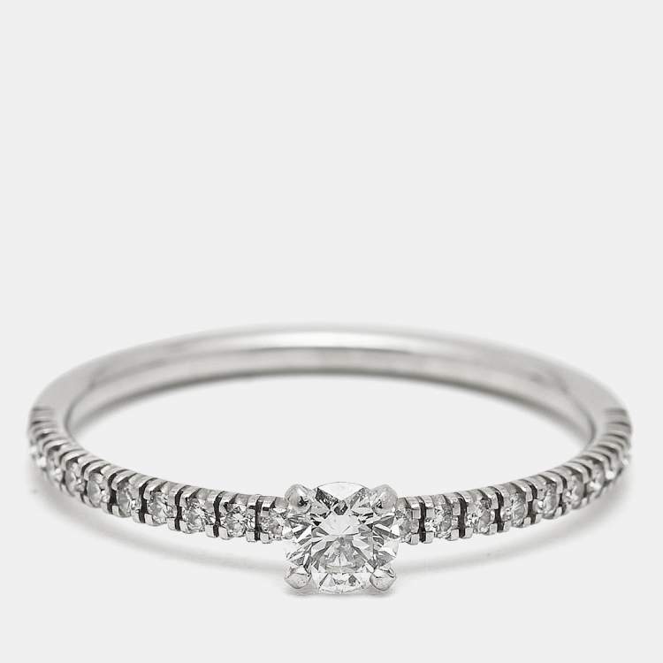 Pre Owned Cartier Etincelle de Cartier Diamonds Platinum Ring Size 54