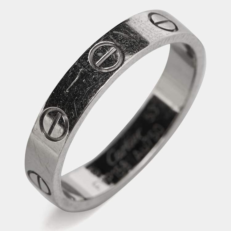 Pre Owned Cartier Love 18k White Gold Wedding Band Ring Size 53