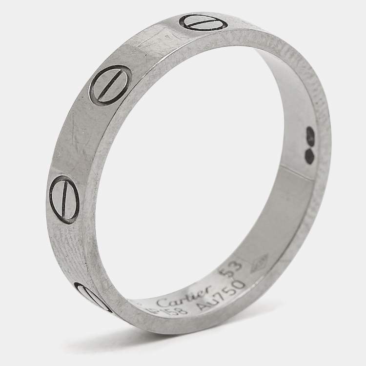 Pre Owned Cartier Love 18k White Gold Wedding Band Ring Size 53