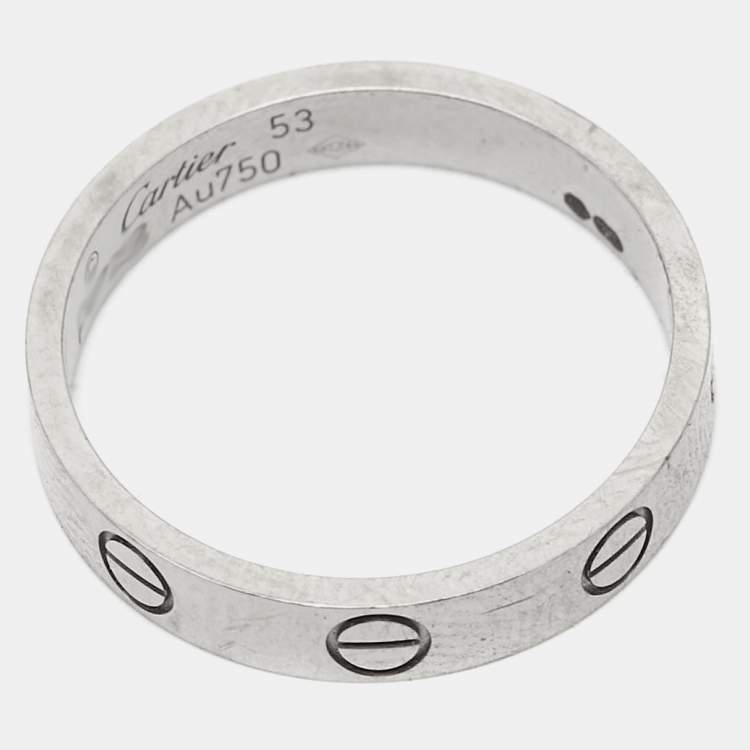 Pre Owned Cartier Love 18k White Gold Wedding Band Ring Size 53