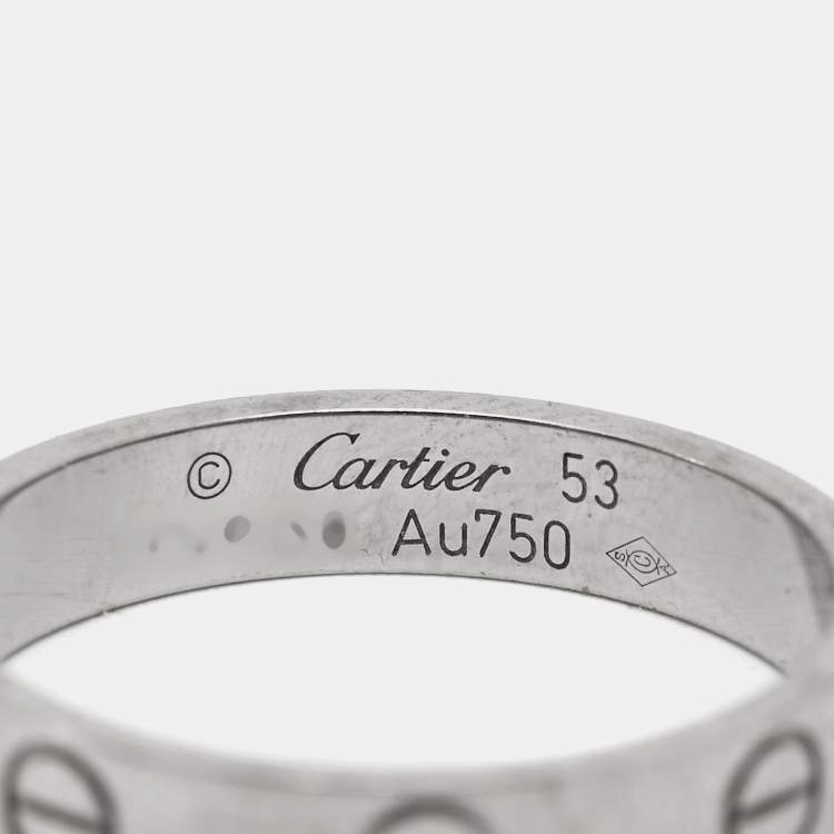 Pre Owned Cartier Love 18k White Gold Wedding Band Ring Size 53
