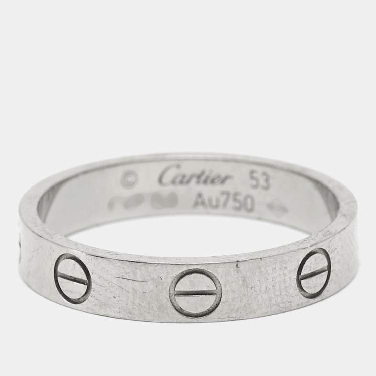 Pre Owned Cartier Love 18k White Gold Wedding Band Ring Size 53