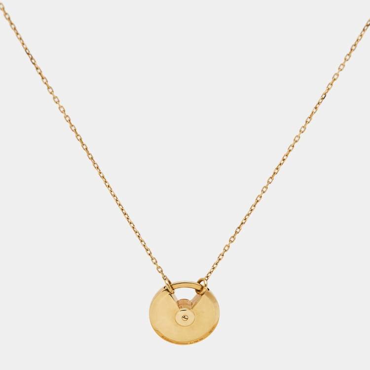 Pre Owned Cartier Amulette De Cartier Lapis Lazuli Diamond 18k Yellow Gold Small Model Necklace