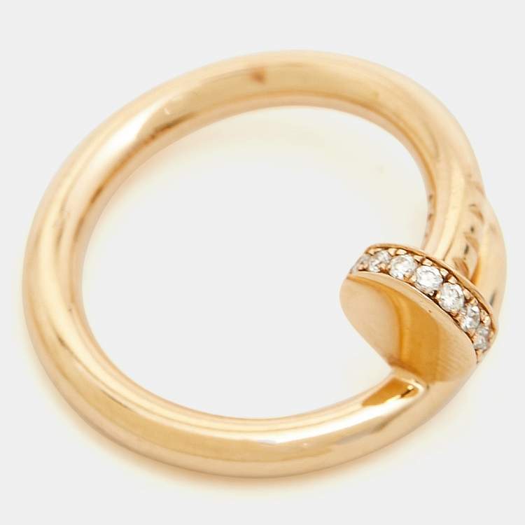 Pre Owned Cartier Juste Un Clou Diamonds 18k Rose Gold Ring Size 50