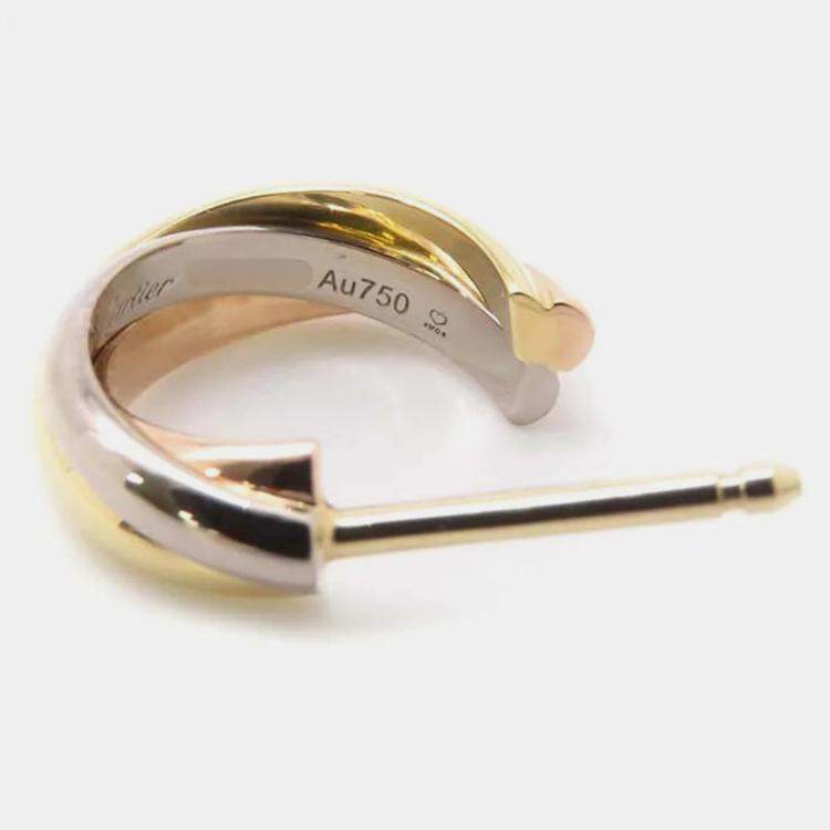 Pre Owned Cartier 18K White, Yellow, Rose Gold Trinity Earrings