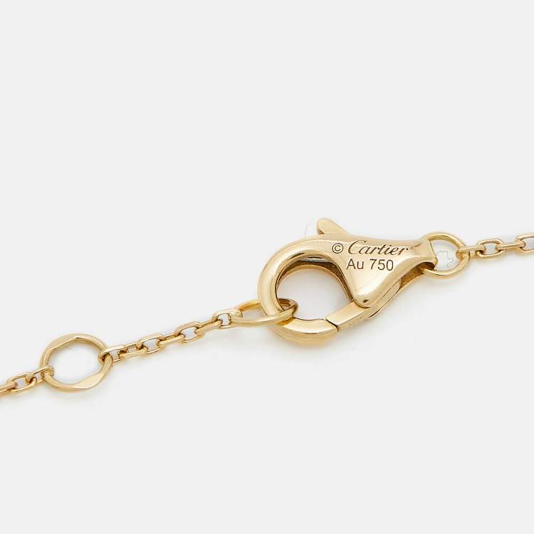 Pre Owned Cartier Amulette De Cartier Mother of Pearl Diamond 18k Yellow Gold XS Model Bracelet