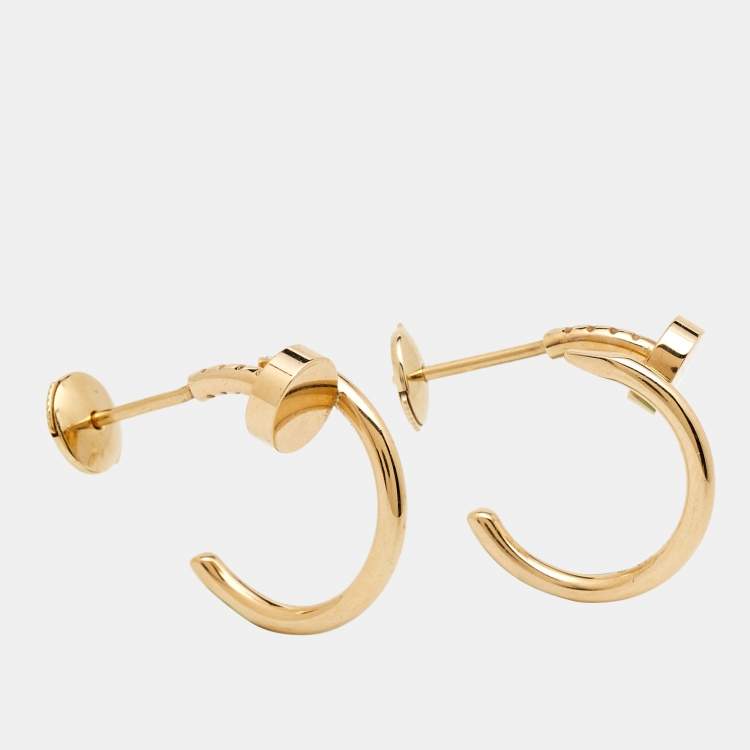 Pre Owned Cartier Juste Un Clou 18K Rose Gold Small Model Hoop Earrings