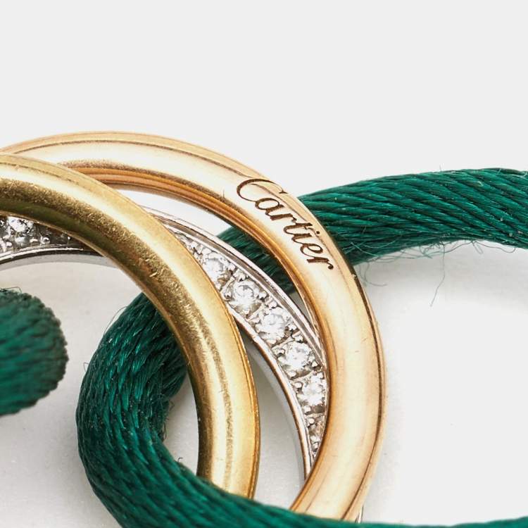 Pre Owned Cartier Trinity Diamonds 18k Three Tone Gold Adjustable Cord Bracelet