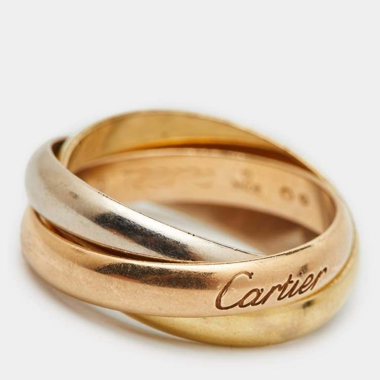 Pre Owned Cartier Trinity 18k Three Tone Gold Ring Size 53