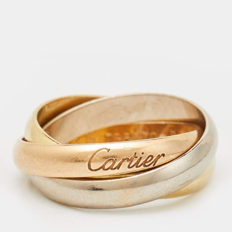 Pre Owned Cartier Trinity 18k Three Tone Gold Ring Size 53
