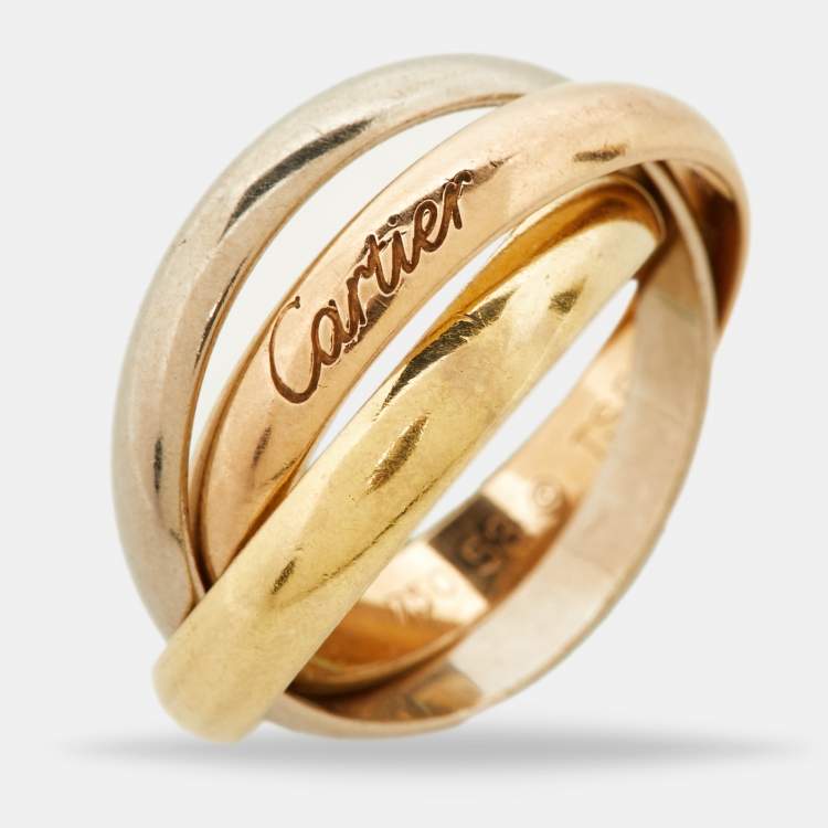 Pre Owned Cartier Trinity 18k Three Tone Gold Ring Size 53