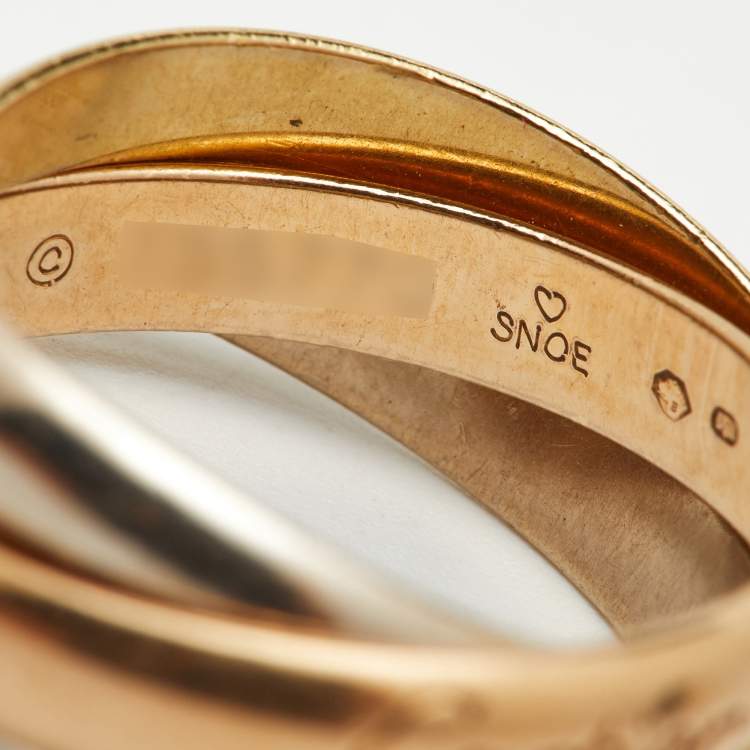 Pre Owned Cartier Trinity 18k Three Tone Gold Ring Size 53