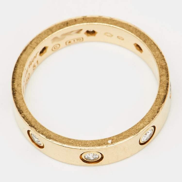 Pre Owned Cartier Love 8 Diamond 18k Yellow Gold Small Model Wedding Band Ring 51